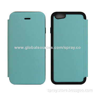 Slim Flip Leather Cases for iPhone, Interior TPU/Microfiber Perfectly Combined in Heat Pressing
